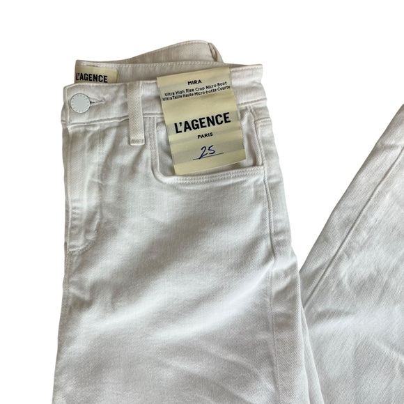 NEW L'AGENCE mira cropped bootcut jean in BLANC Size 25 - Picture 3 of 12